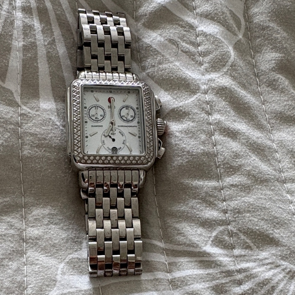 Michele deco diamond chronograph dial watch